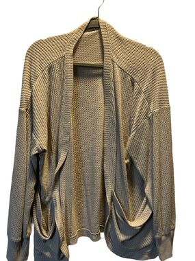 Maurices Beige Waffle-Knit Open Cardigan